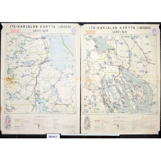 Itä-Karjalan kartta 1:400000, 3 sheets (of 10). 1937-1938.