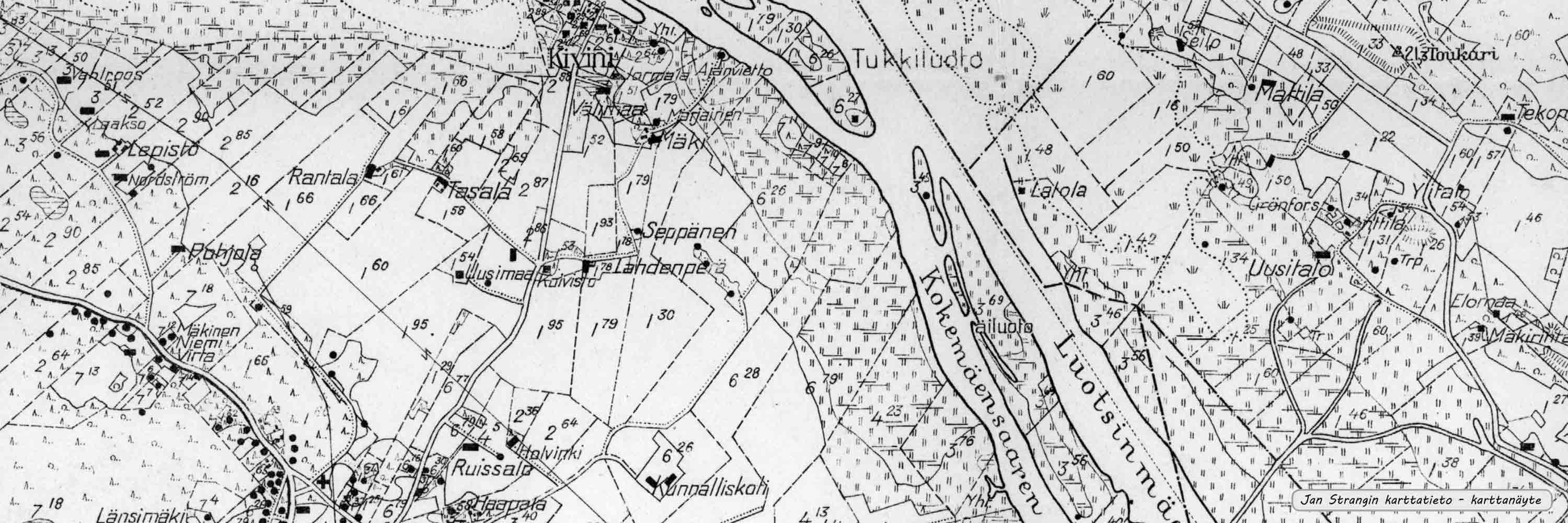 Lehtijakoinen pitjnkartta 1:20 000 1930-luvulta